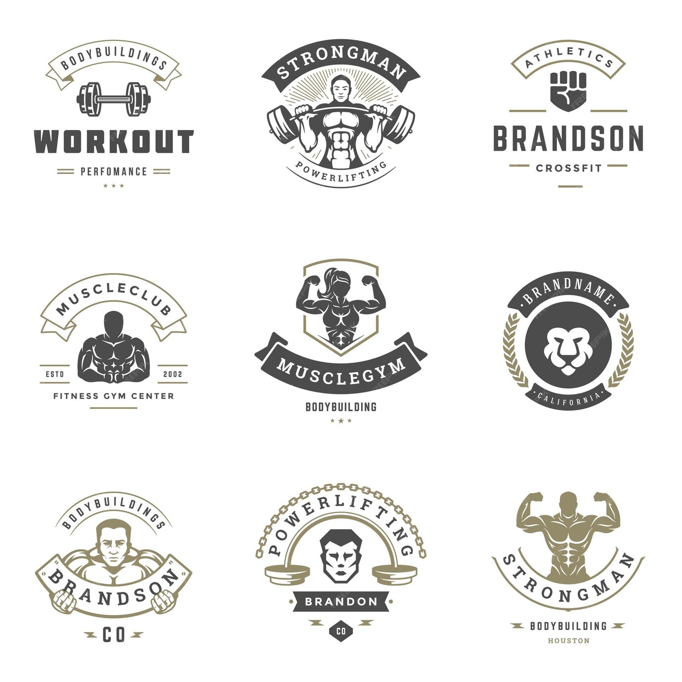 Premium Vector Fitness Center And Sport Gym Logos And Badges Design