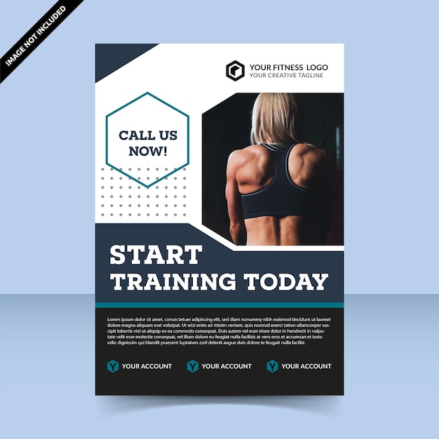 Vector fitness center start training today flyer template design women fit body