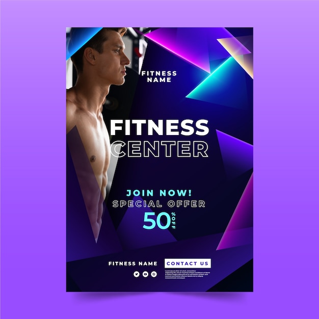 Vector fitness centrum poster ontwerpsjabloon