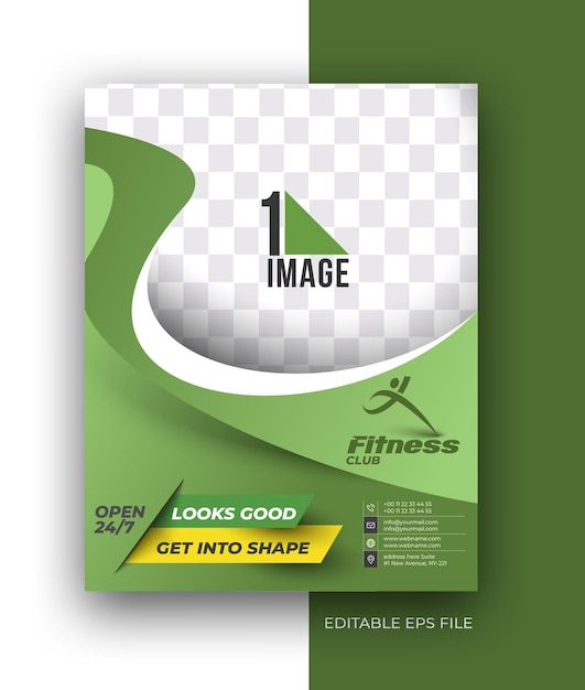 Fitness club a4 brochure flyer poster design template