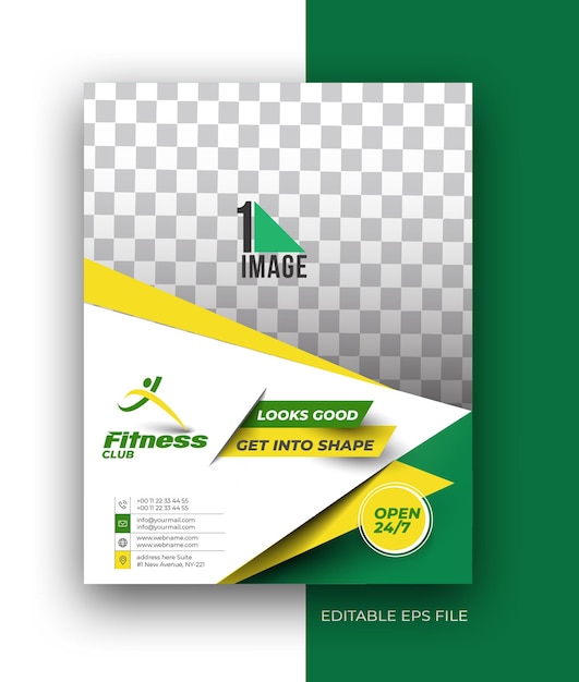 Fitness Club A4 Brochure Flyer Poster Design Template