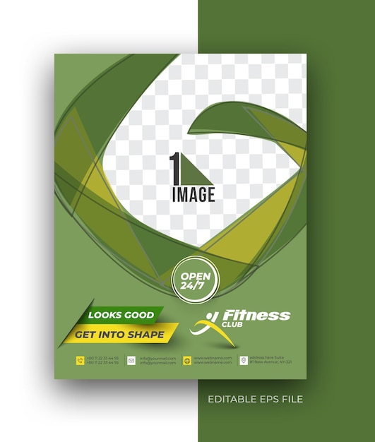 Fitness Club A4 Brochure Flyer Poster Design Template.