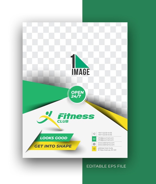 Fitness Club A4 Business Brochure Flyer Poster Design Template.