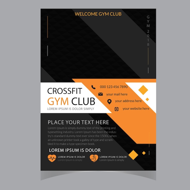 Fitness club flyer design con diverse offerte di sconto e servizio dato in tre opzioni di colore