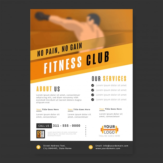 Vector fitness club flyer or template with fitness services