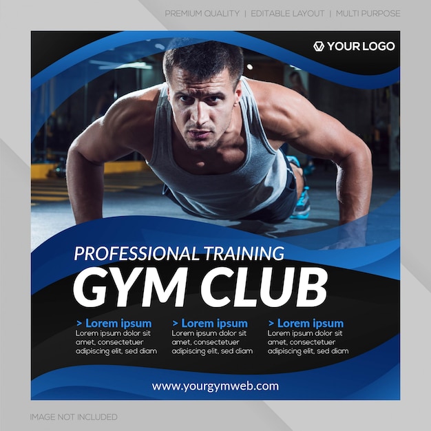 Vector fitness club social media post template