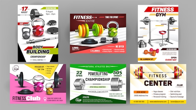 Fitness Club Sport Advertise Banner Set