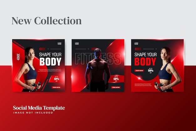 Vector fitness collection banner templates