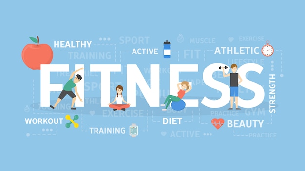 Fitness concept illustratie. idee van sport, gezondheid en welzijn.