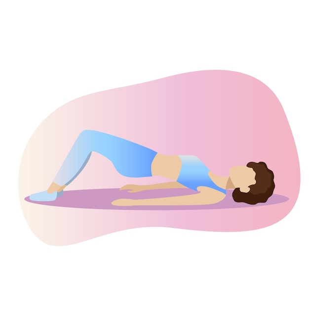 Illustrazione del concetto di fitness della donna. icone della ragazza di yoga e fitness isolate su priorità bassa bianca. design piatto. design minimale. allungamento della donna