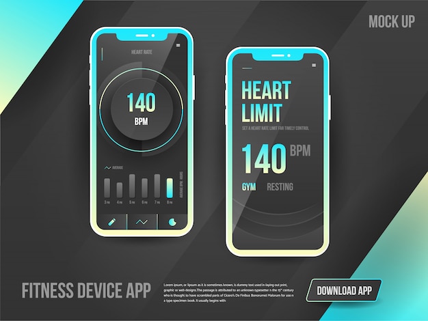 Fitness device app advertising for downloading app.