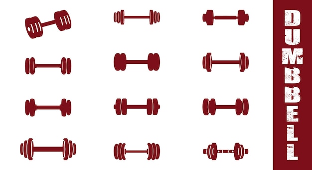 Vector fitness dumbbell vector illustrations for workouts