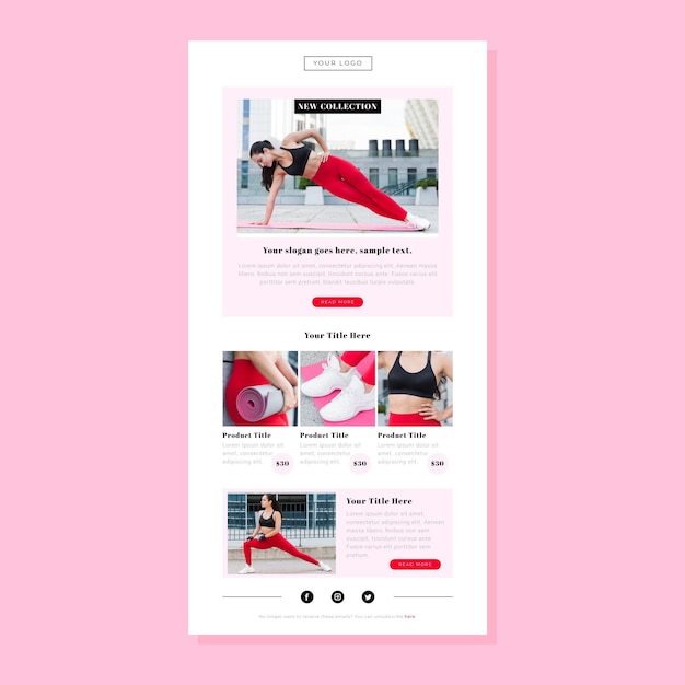 Modello di email fitness