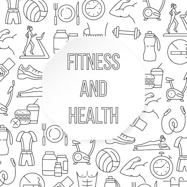 Fitness en gezondheid plat patroon