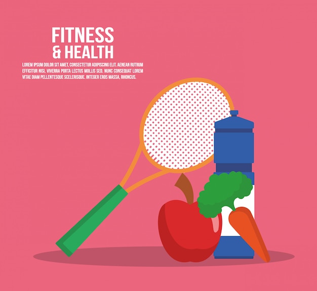 Fitness en gezondheidsaffiche met informatie en elementen vectorillustratie grafisch ontwerp