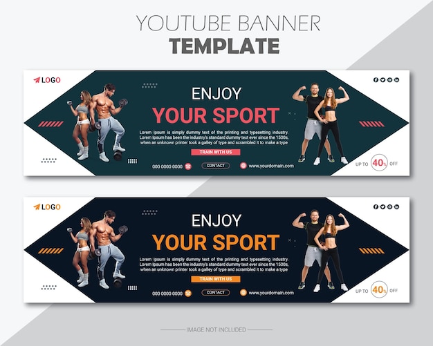 Vector fitness en gym social media banner sjabloon ontwerp met fitness en sport social media post banner