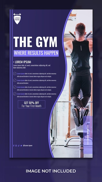 Fitness Enthusiast Gym Social Media Story Template