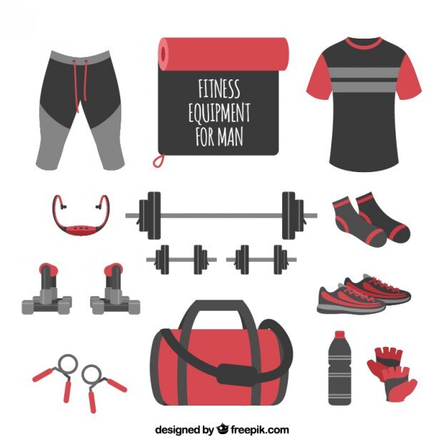 Fitness equipment for man in red and black color