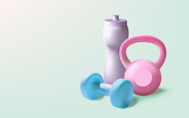 Fitness Essentials Dumbbell Kettlebell en Waterfles voor thuis en gym workout
