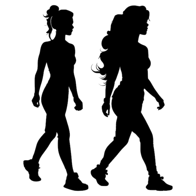 Fitness exercise silhouette on white