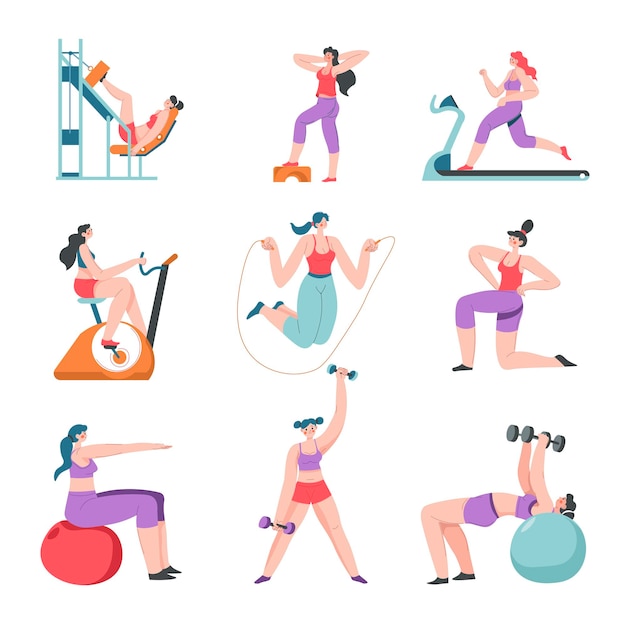 Fitness and exercises of woman training in gym