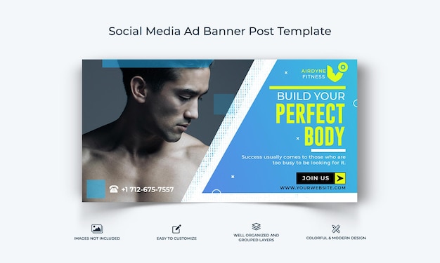 Vector fitness facebook ad banner template