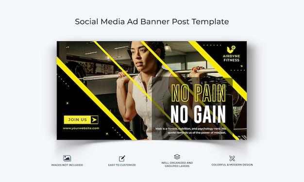 Vector fitness facebook ad banner template