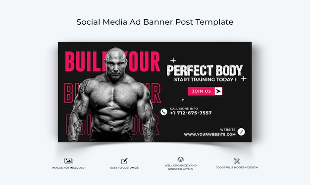 Vector fitness facebook ad banner template