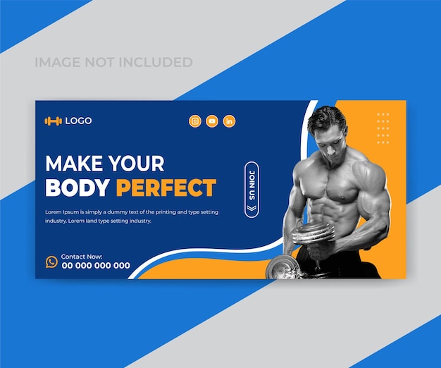 Fitness fast time workout bodybuilding gym web banner