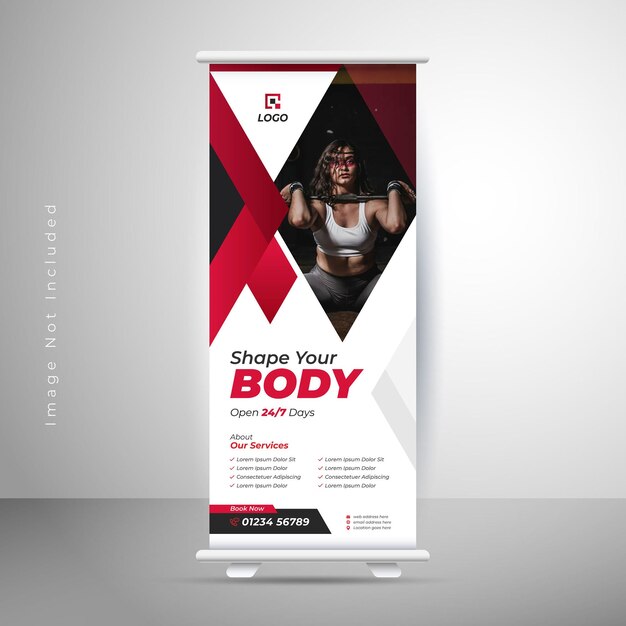 Fitness Fitness Roll Up Banner sjabloon