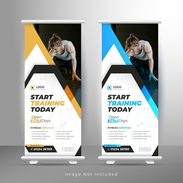 Vector fitness fitness roll up banner sjabloon