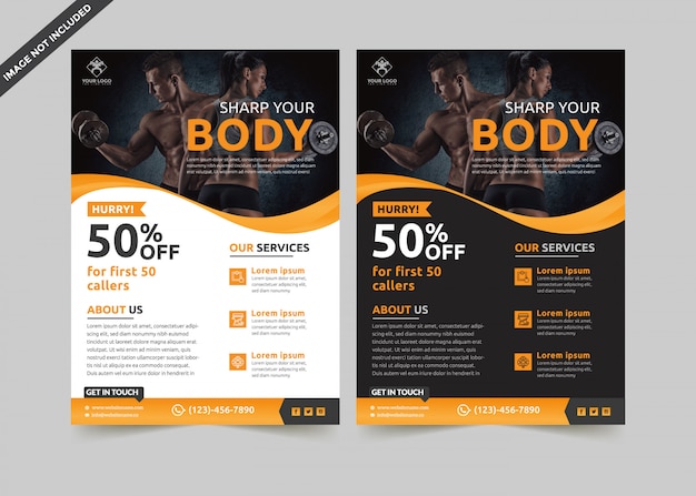 Fitness folder sjabloon premium vector