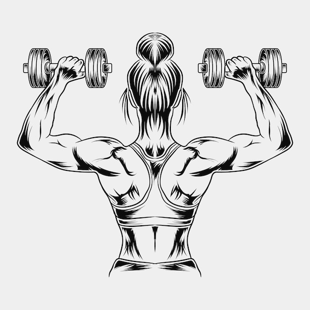 A fitness girl with gym dumble vector graphic design
