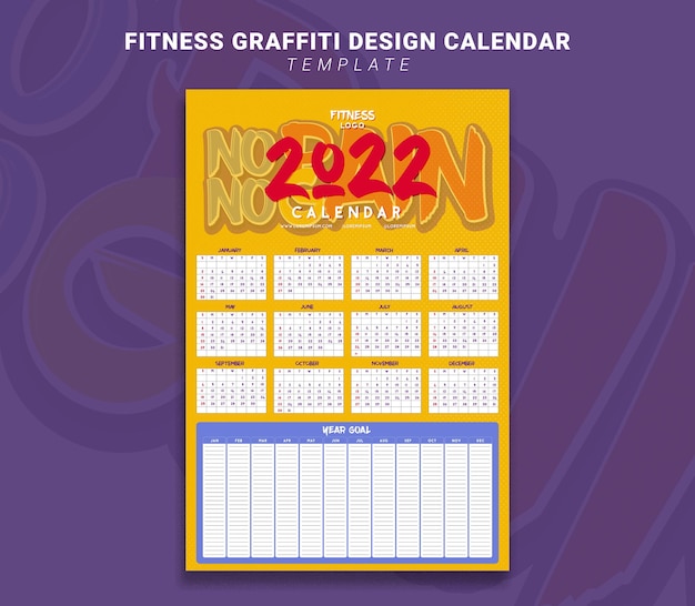 Fitness graffiti design calendar portrait