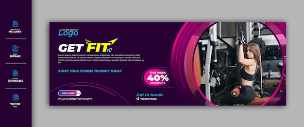 Vector fitness gym banner template premium vector