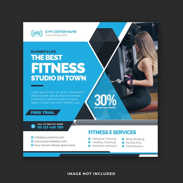 Fitness and Gym Center social media post template and Instagram baneer