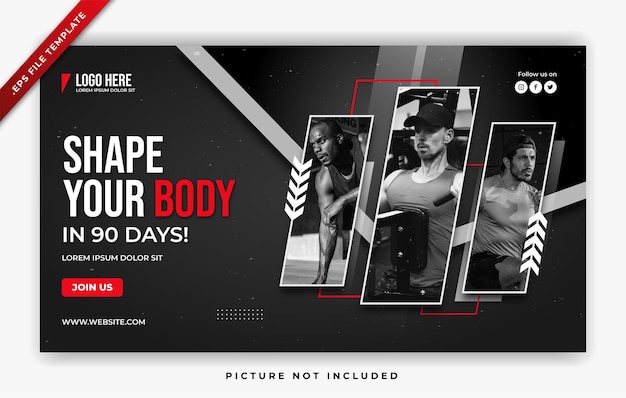 Fitness gym cover banner web poster promotion post template