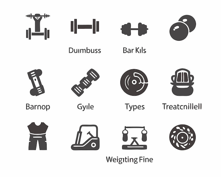 Вектор и фитнес-оборудование doodle icon set collection