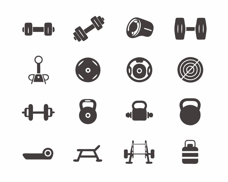 Вектор и фитнес-оборудование doodle icon set collection