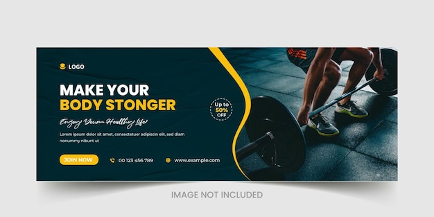 Fitness or gym facebook cover web banner and social media post template