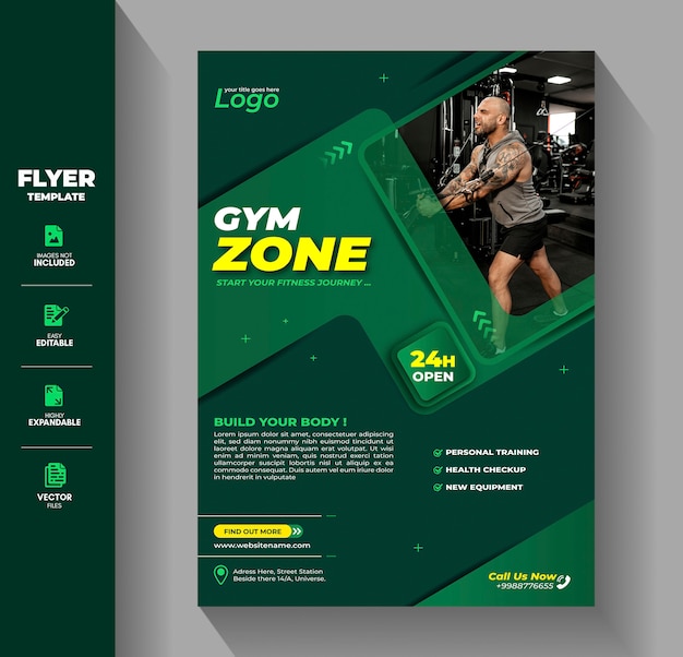 Vector fitness gym flyer flyer template