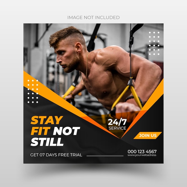 Fitness gym flyer social media post en webbanner sjabloon premium vector