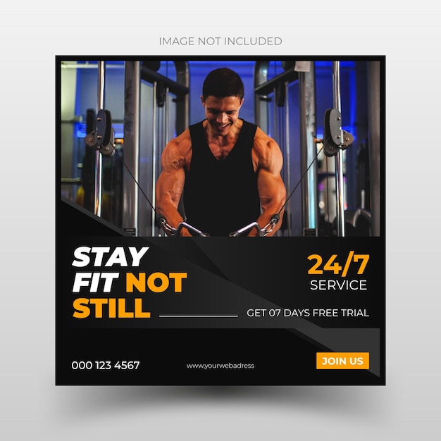 Vector fitness gym flyer social media post en webbanner sjabloon premium vector