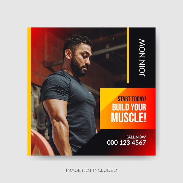 Fitness gym flyer social media post web banner Premium Vector