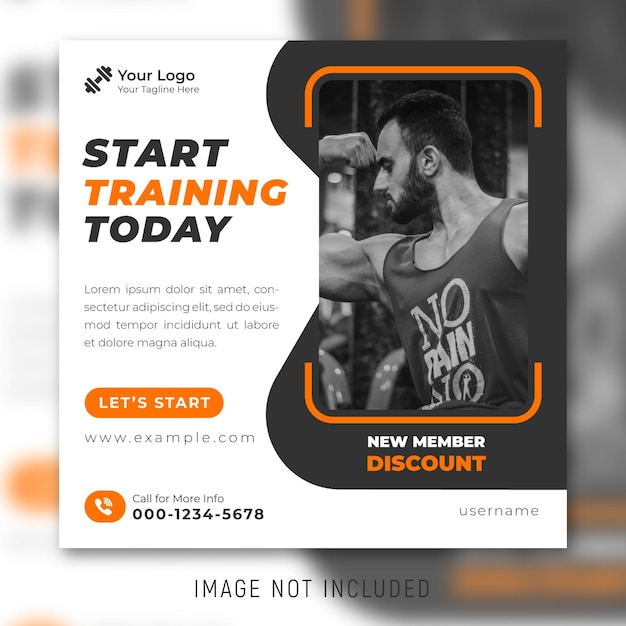 Fitness gym flyer social media post and web banner template