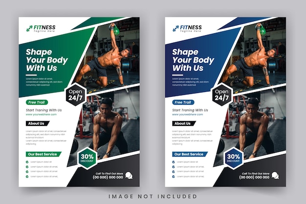 Fitness and gym flyer template design