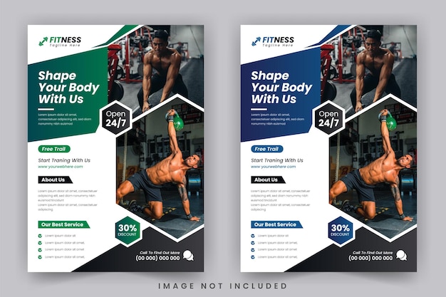 Fitness and gym flyer template design