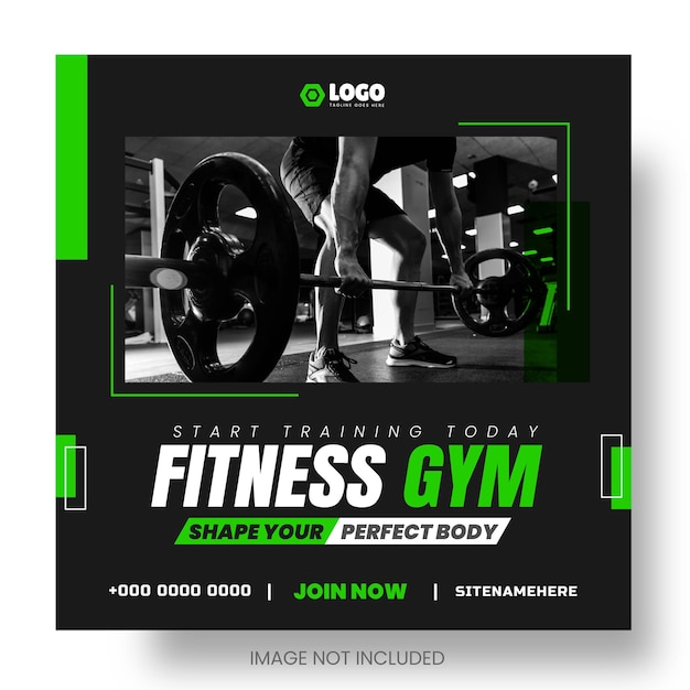 Fitness gym or gym and fitness social media and instagram or facebook post amp web banner design