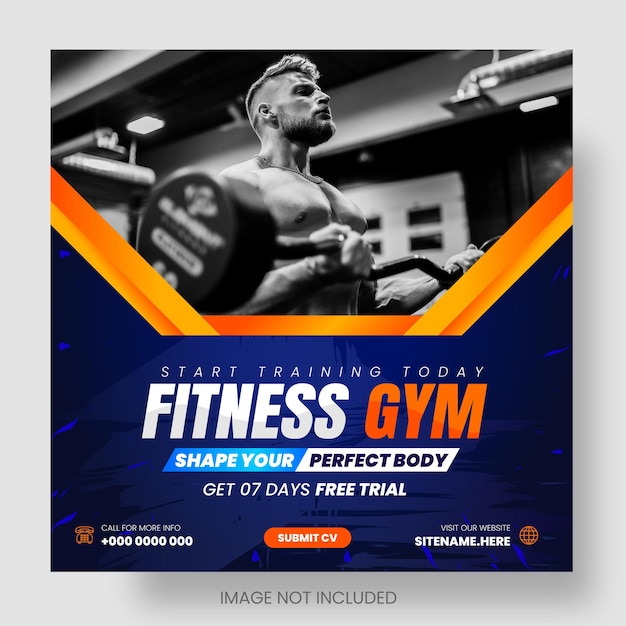 Fitness gym or gym and fitness social media and instagram or facebook post amp web banner design