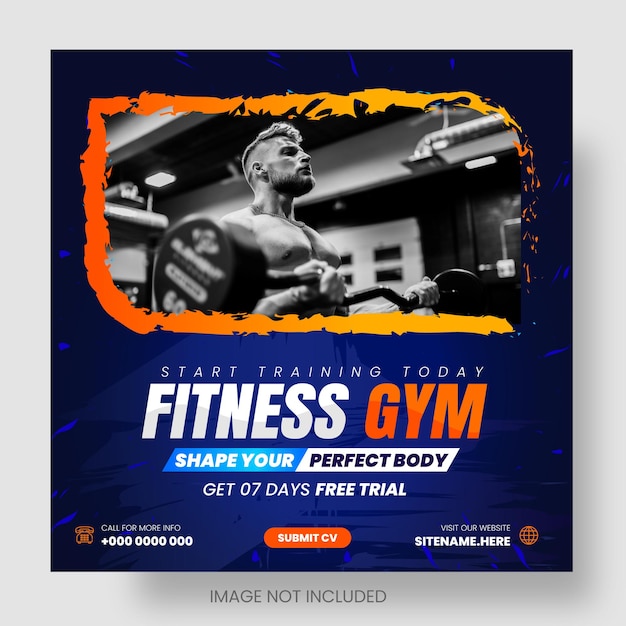 Fitness gym or gym and fitness social media and instagram or facebook post amp web banner design